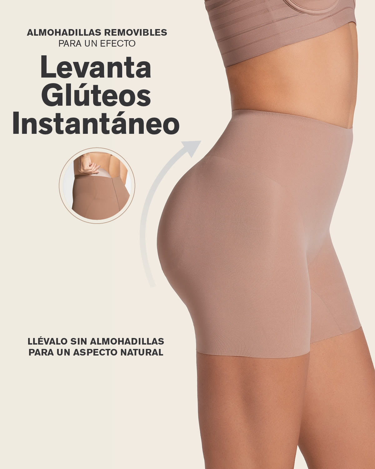Short moldeador con almohadillas removibles levanta glúteos