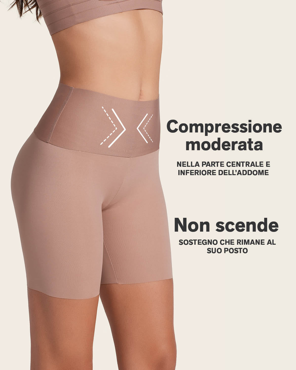 Short moldeador aspecto invisible con fajón antideslizante