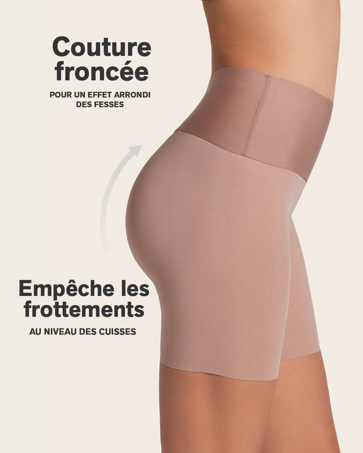 Short moldeador aspecto invisible con fajón antideslizante