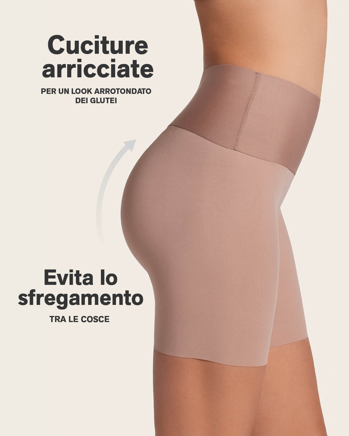 Short moldeador aspecto invisible con fajón antideslizante
