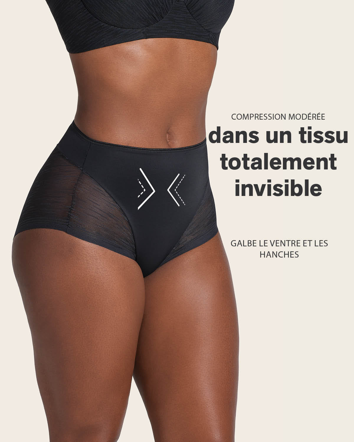 Braga faja clásica invisible con transparencias en glúteos y laterales