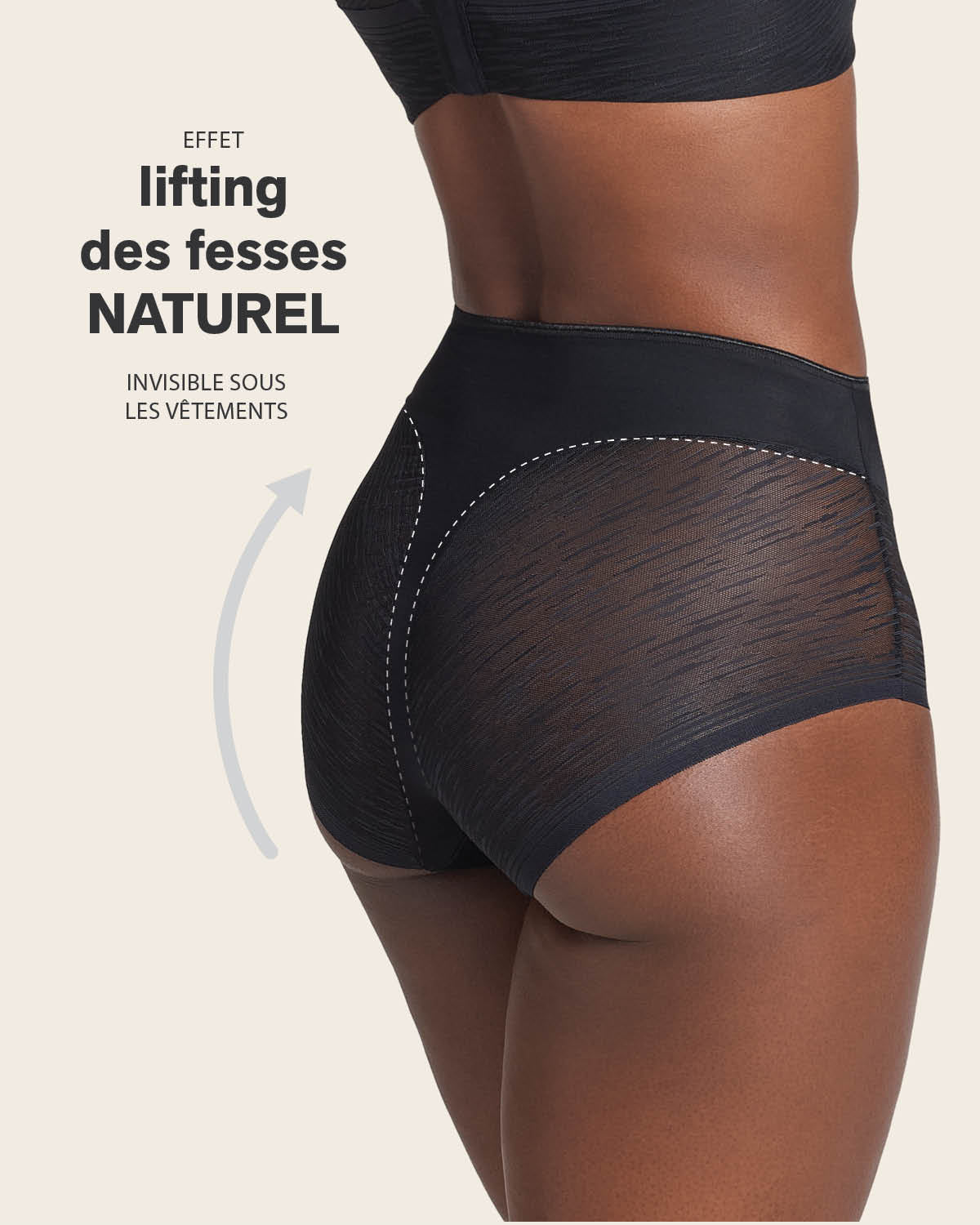 Braga faja clásica invisible con transparencias en glúteos y laterales