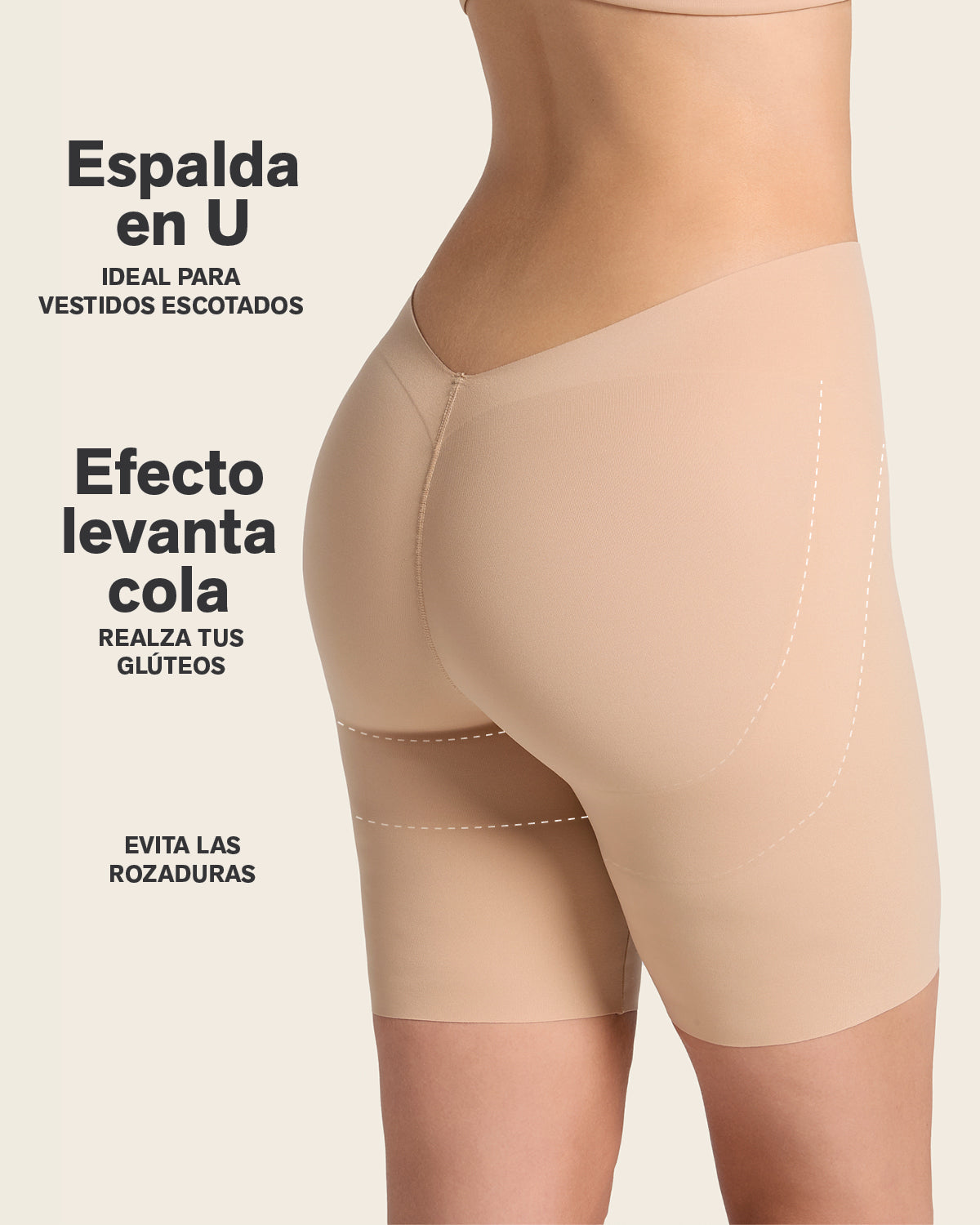 Short moldeador efecto invisible espalda en U