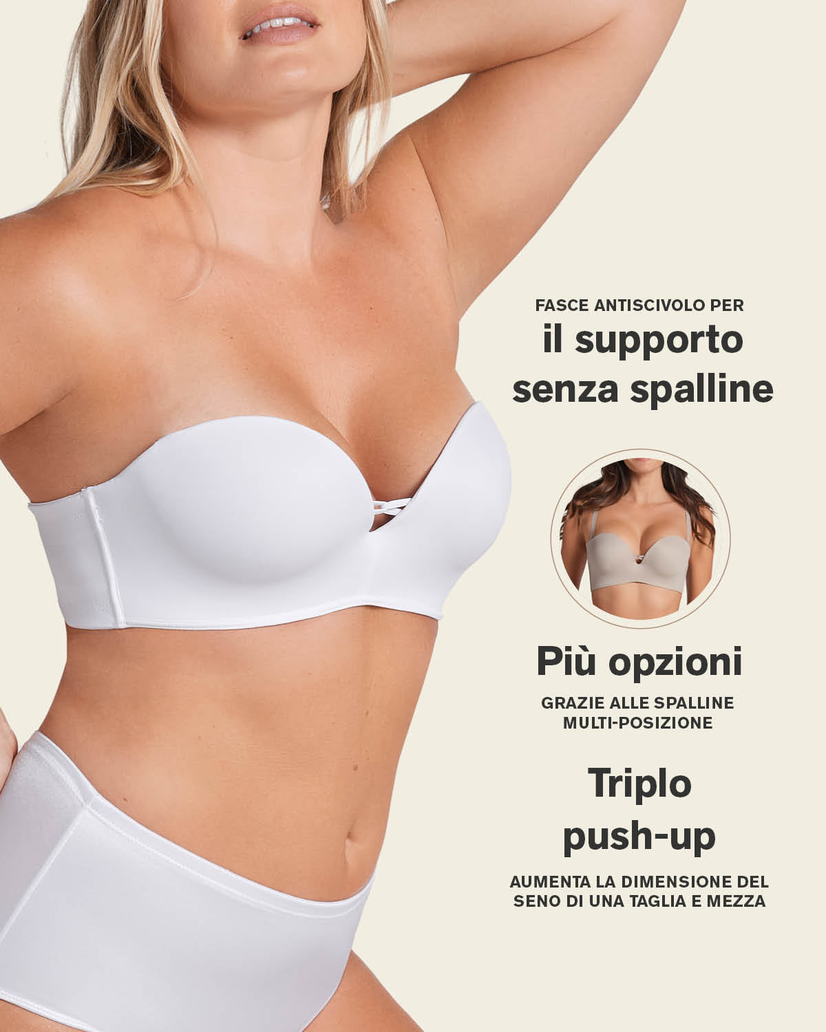 Sujetador WOW de triple push up ideal sin tirantes