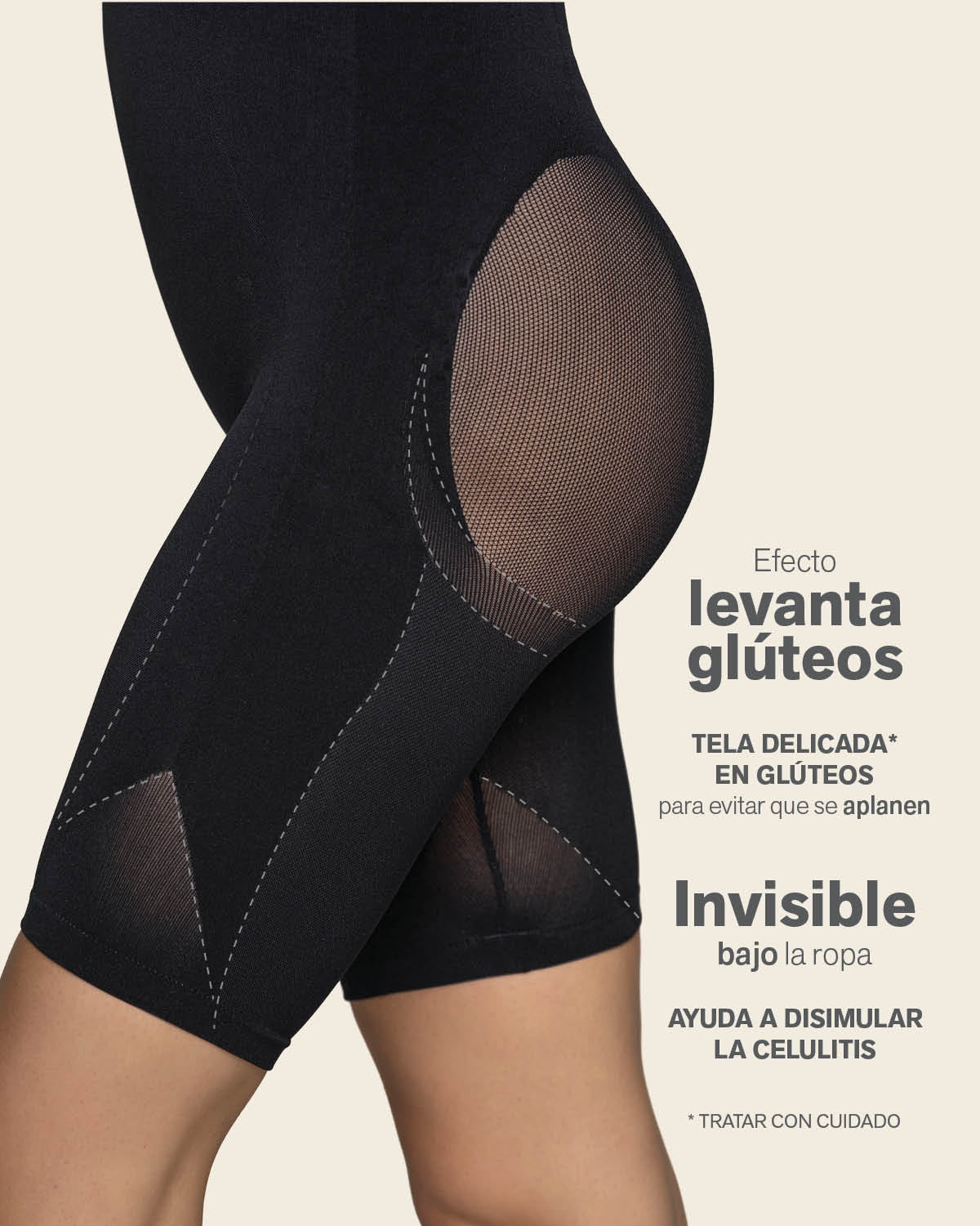 Braga faja media pierna invisible levanta glúteos