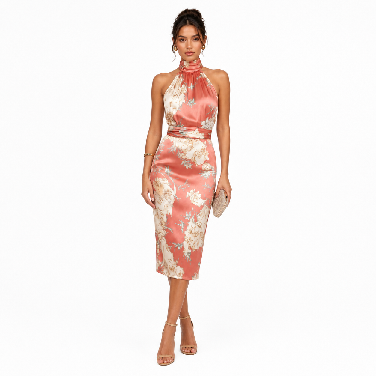 Vestido elegante con cuello halter