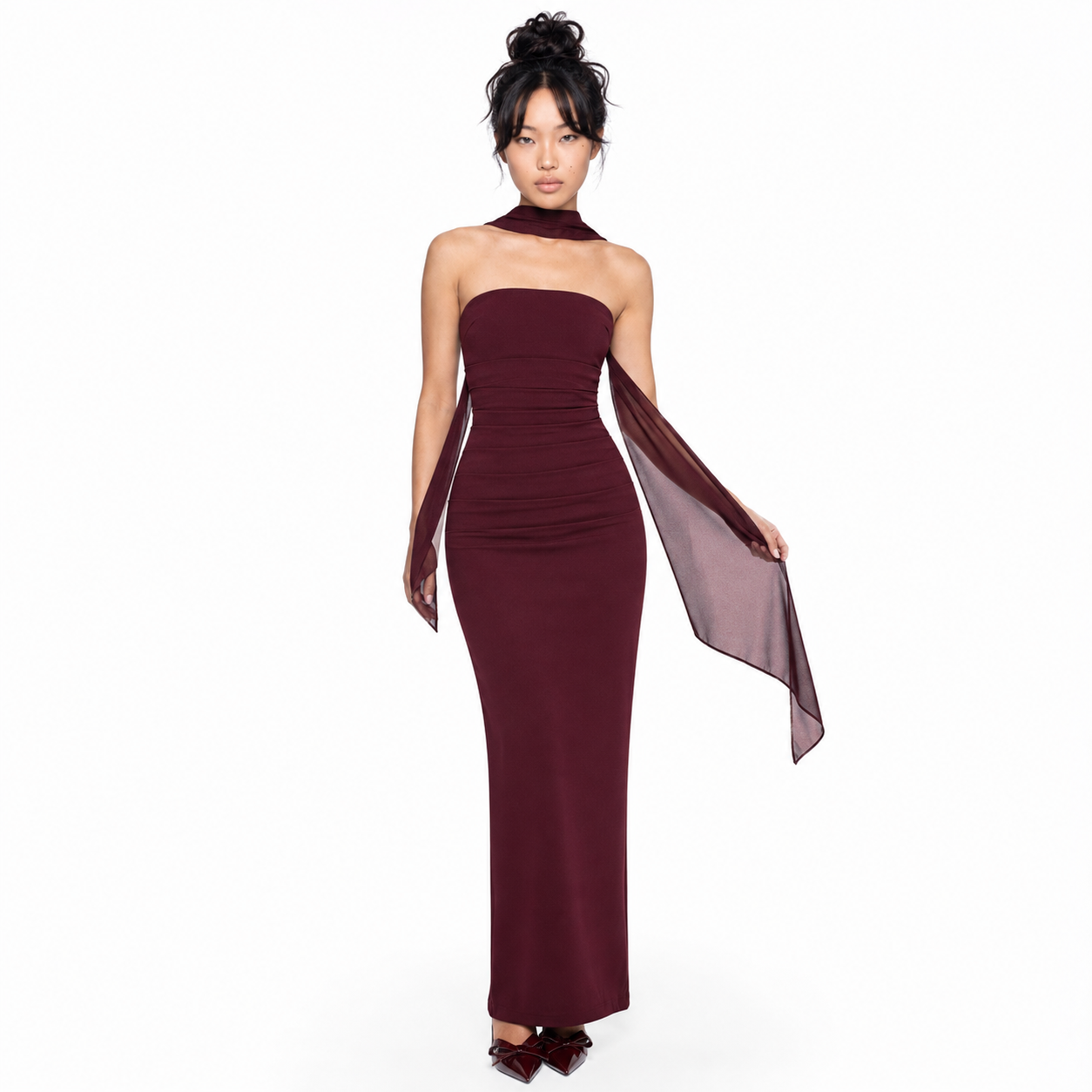 Yulia Maxi Dress - Cherry Lacquer