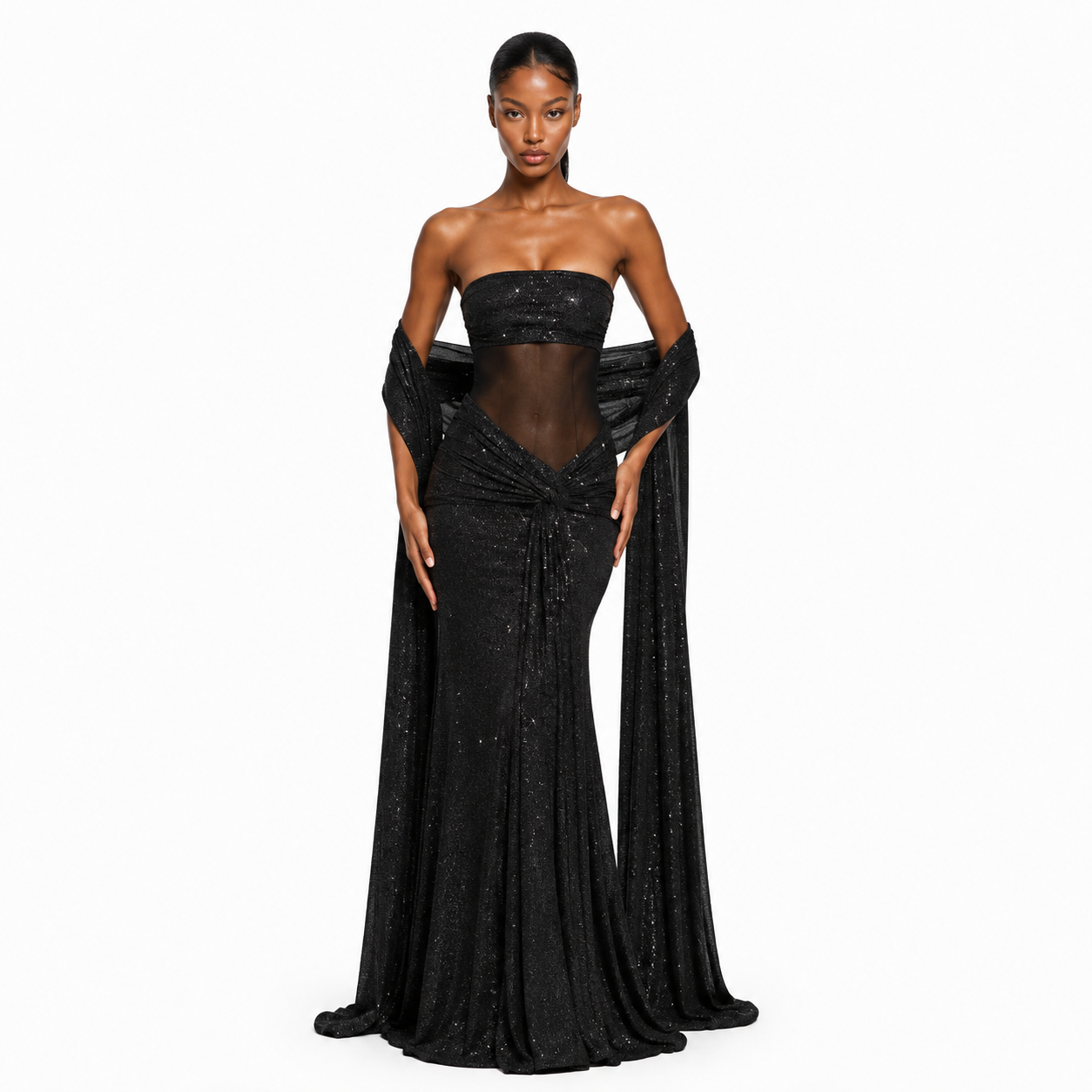 Paula Maxi dress- Black Sparkle