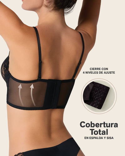 Sujetador tipo bralette en encaje y transparencias