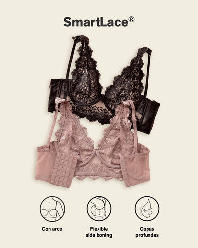 Sujetador tipo bralette en encaje y transparencias