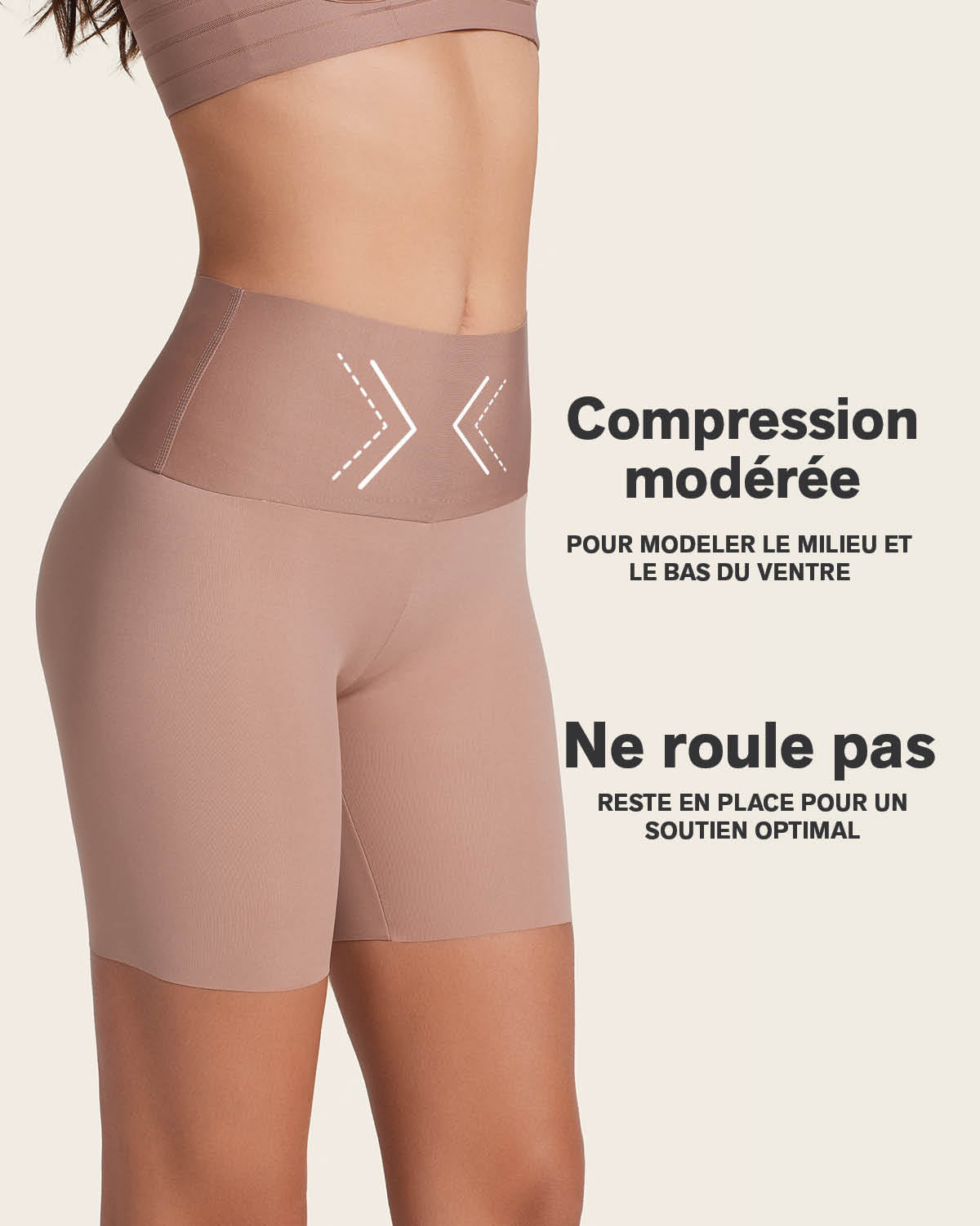 Short moldeador aspecto invisible con fajón antideslizante