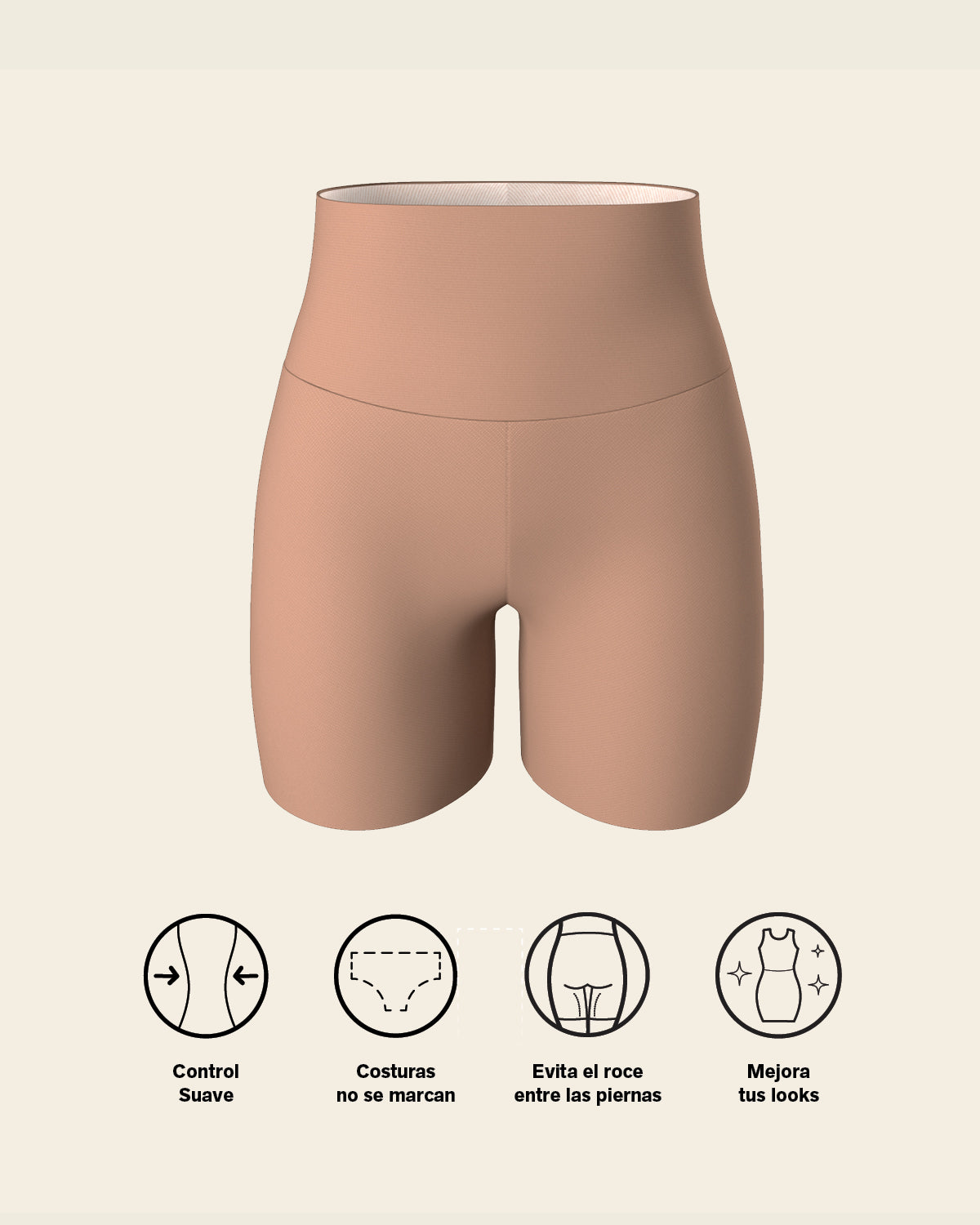 Short moldeador aspecto invisible con fajón antideslizante