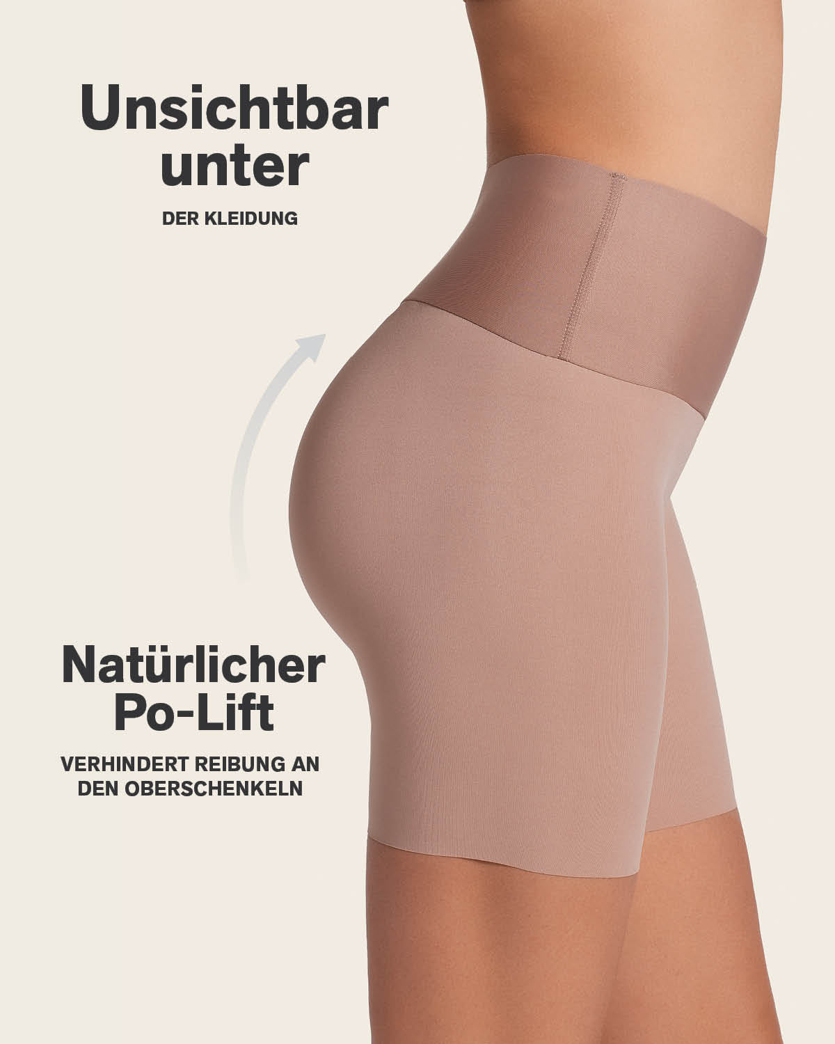 Short moldeador aspecto invisible con fajón antideslizante