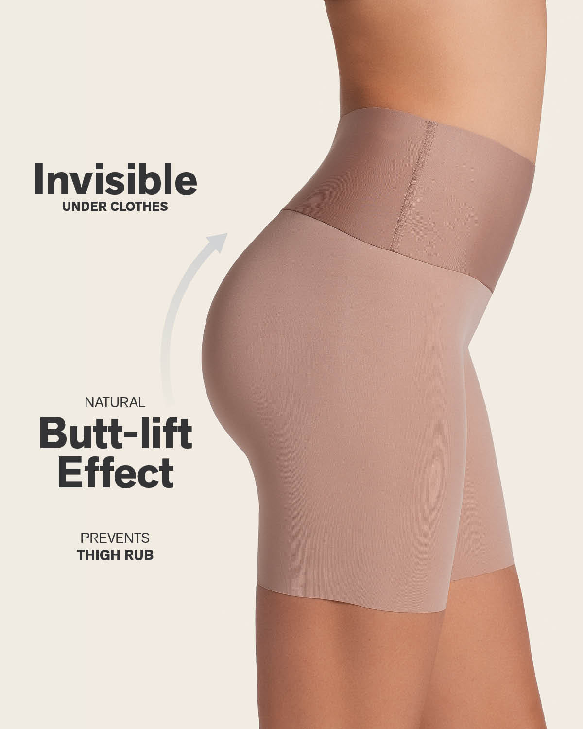 Short moldeador aspecto invisible con fajón antideslizante