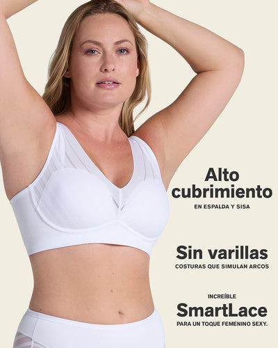 Sujetador sin aro, alto cubrimiento en escote y espalda