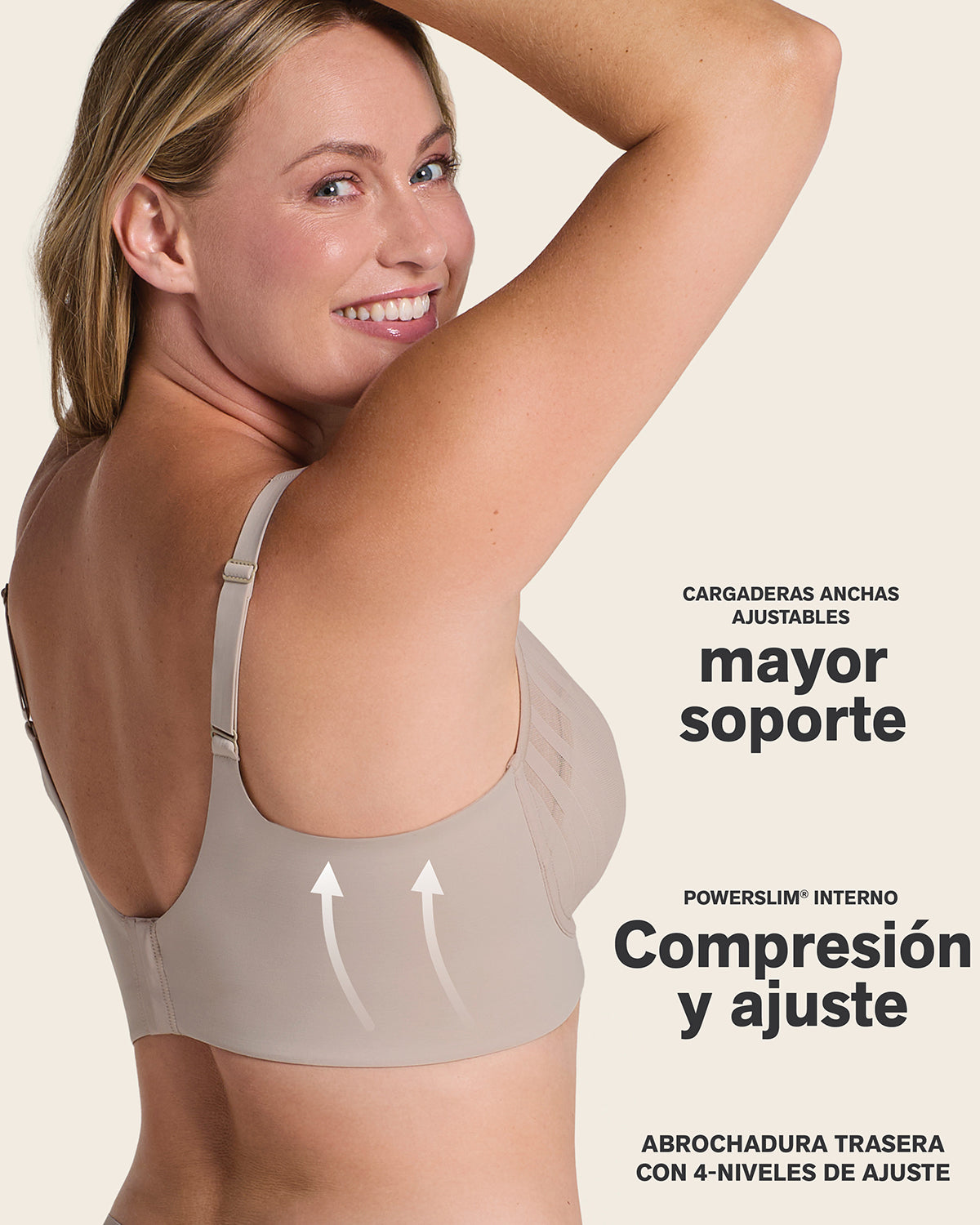 Sujetador sin aro, alto cubrimiento en escote y espalda