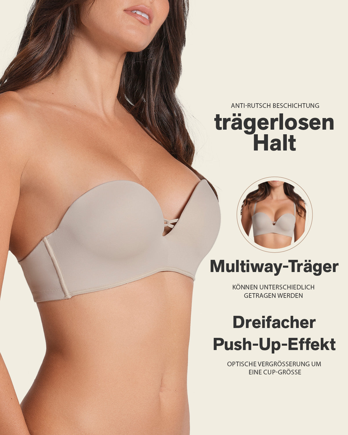 Sujetador WOW de triple push up ideal sin tirantes
