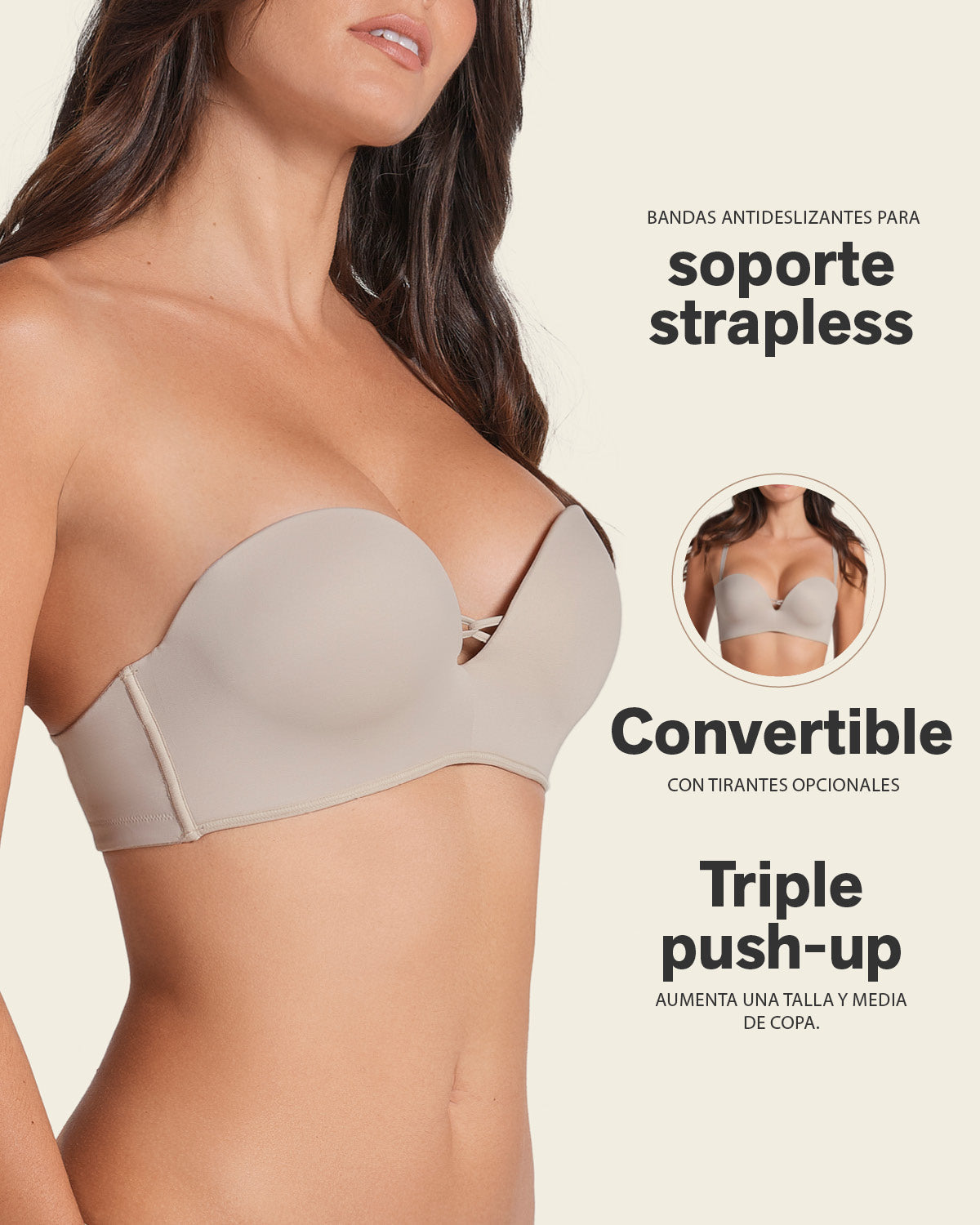 Sujetador WOW de triple push up ideal sin tirantes