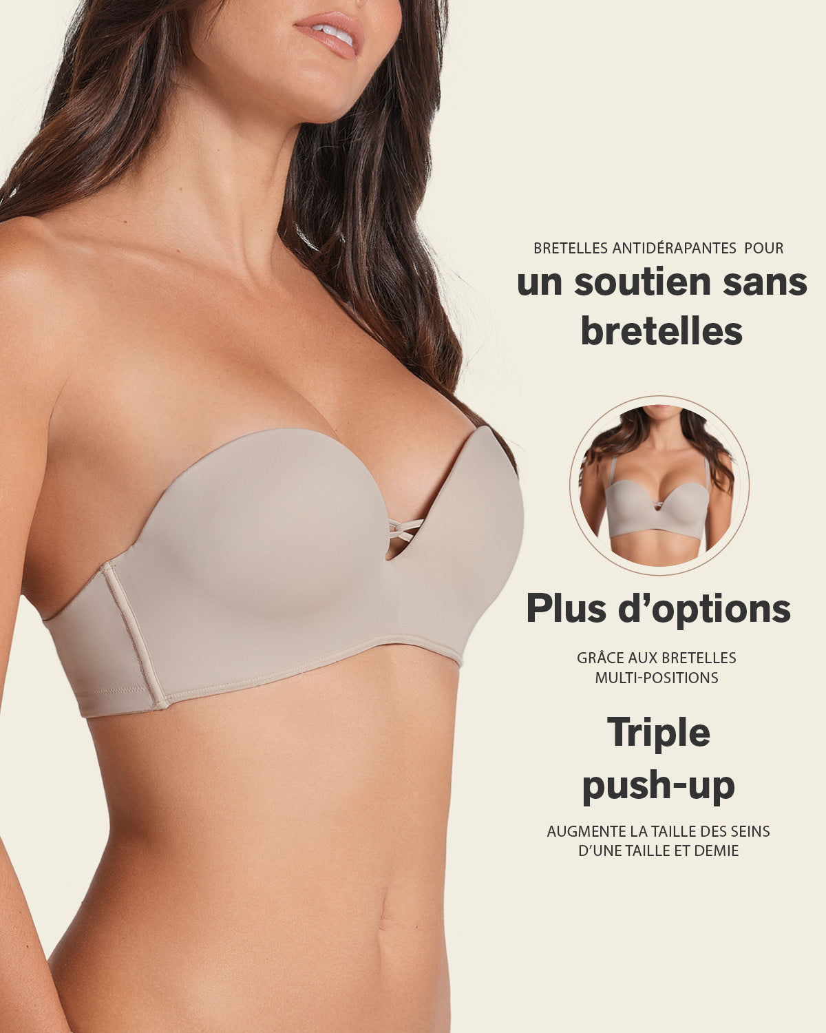 Sujetador WOW de triple push up ideal sin tirantes