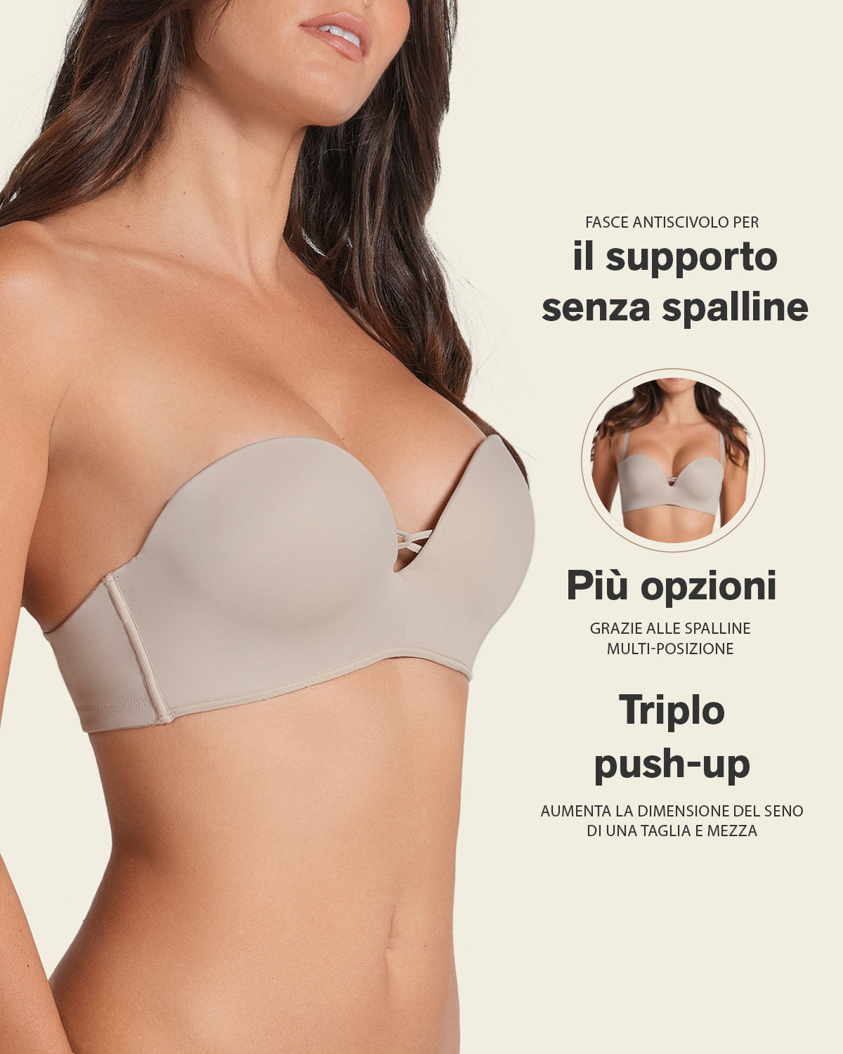 Sujetador WOW de triple push up ideal sin tirantes
