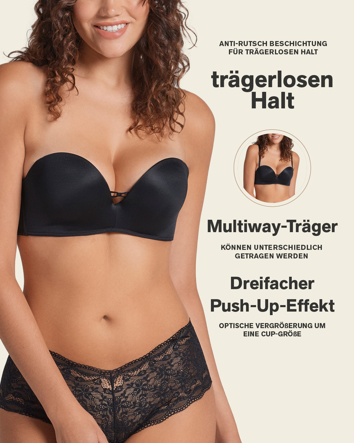 Sujetador WOW de triple push up ideal sin tirantes