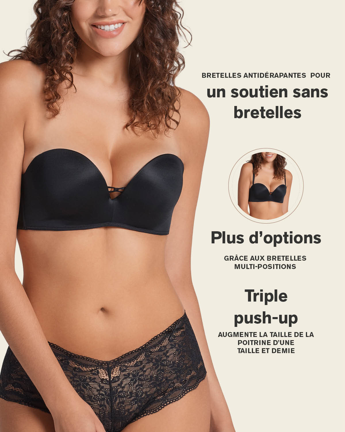 Sujetador WOW de triple push up ideal sin tirantes