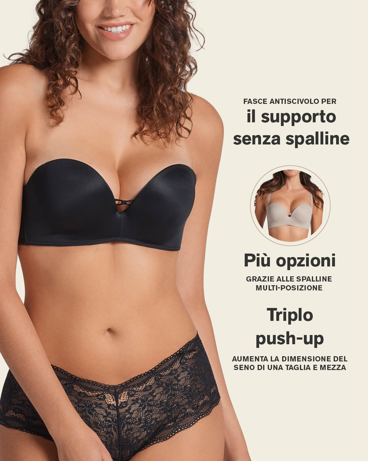Sujetador WOW de triple push up ideal sin tirantes