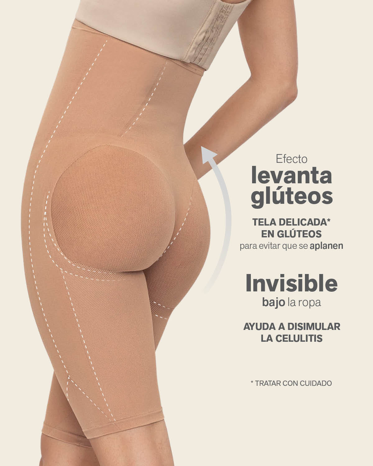 Braga faja media pierna invisible levanta glúteos