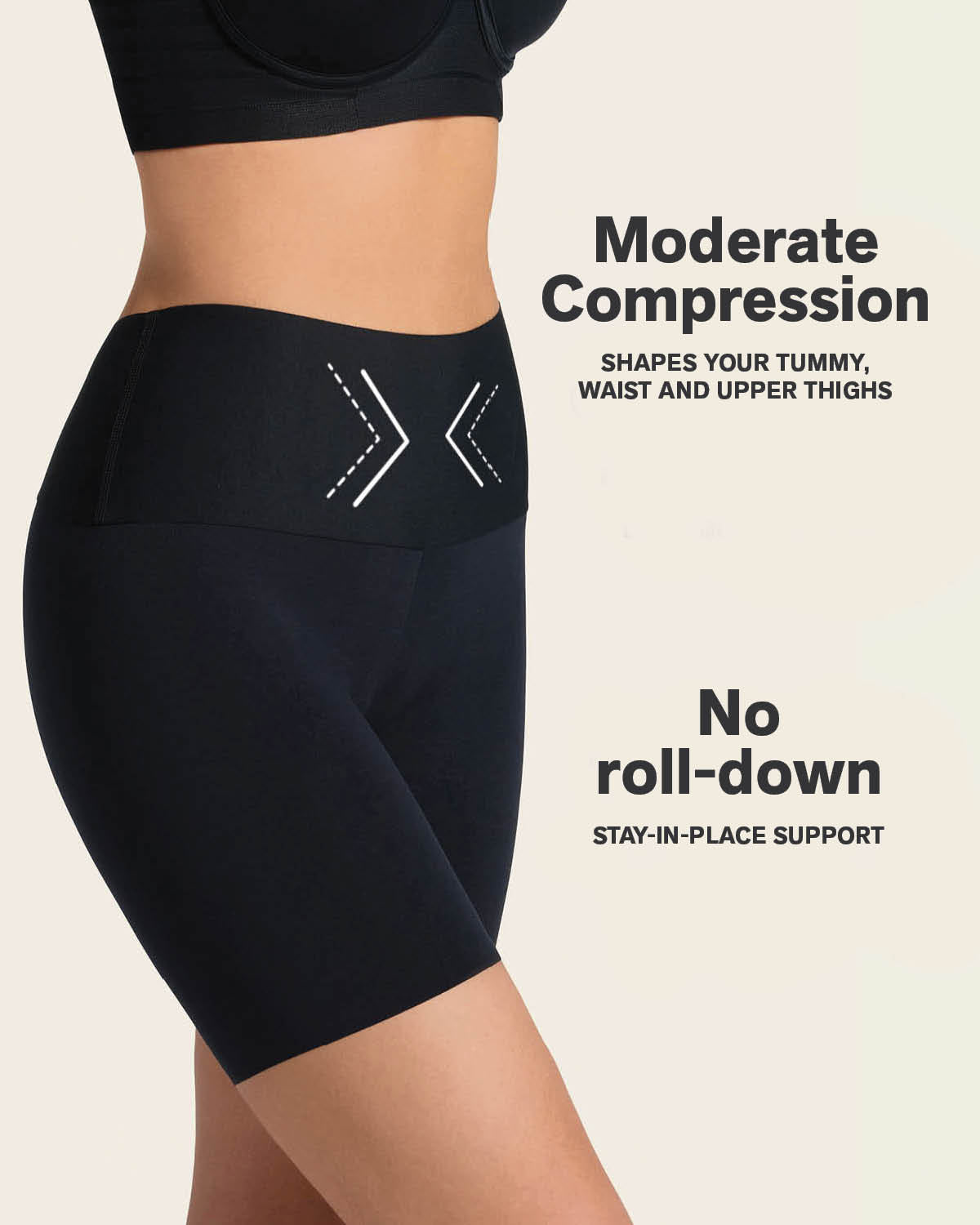 Short moldeador aspecto invisible con fajón antideslizante