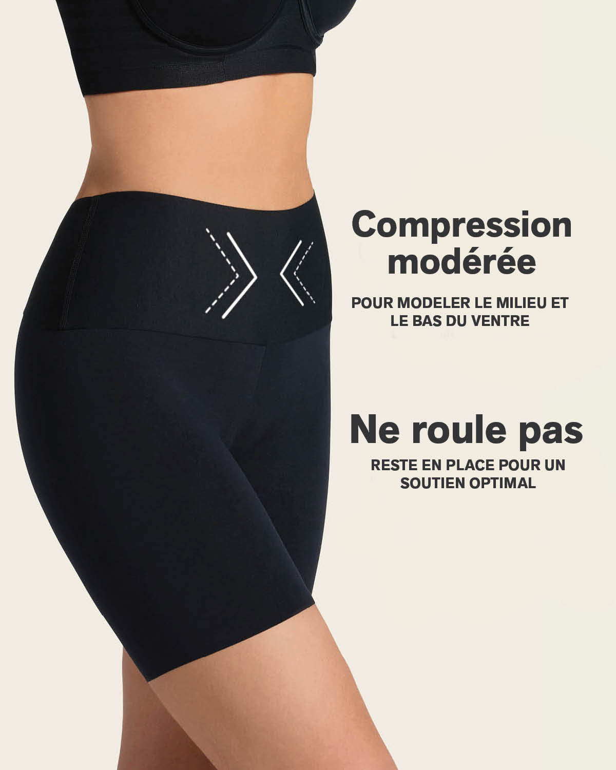 Short moldeador aspecto invisible con fajón antideslizante