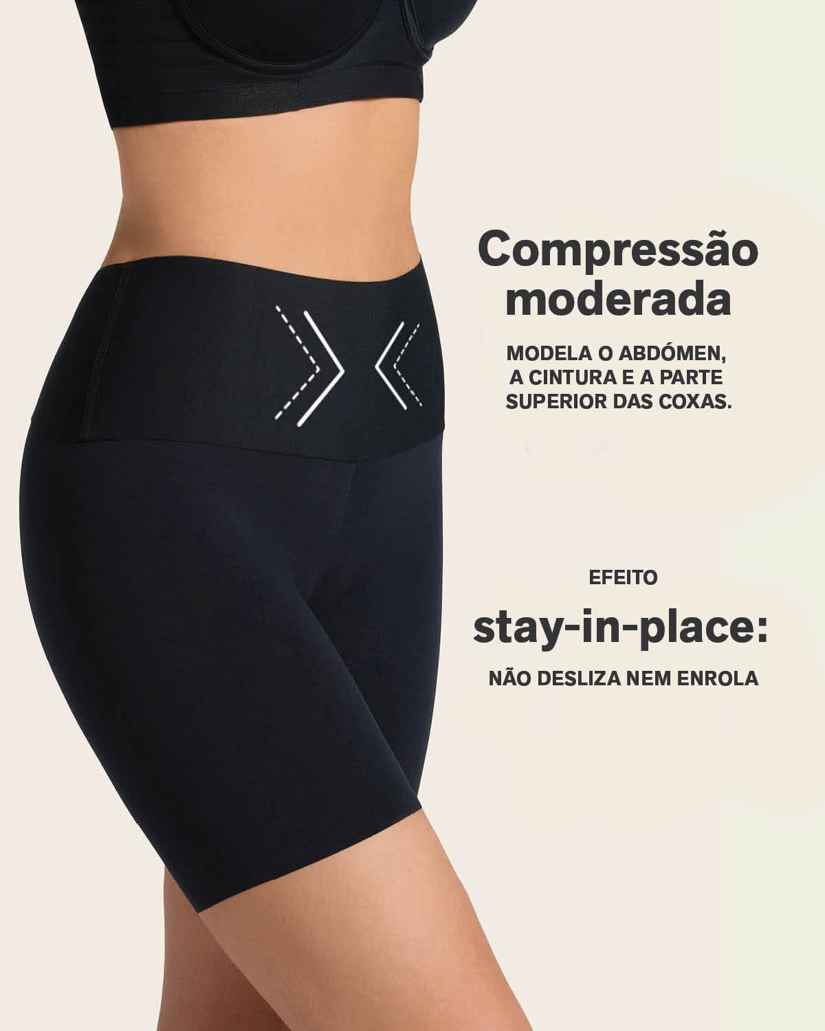 Short moldeador aspecto invisible con fajón antideslizante