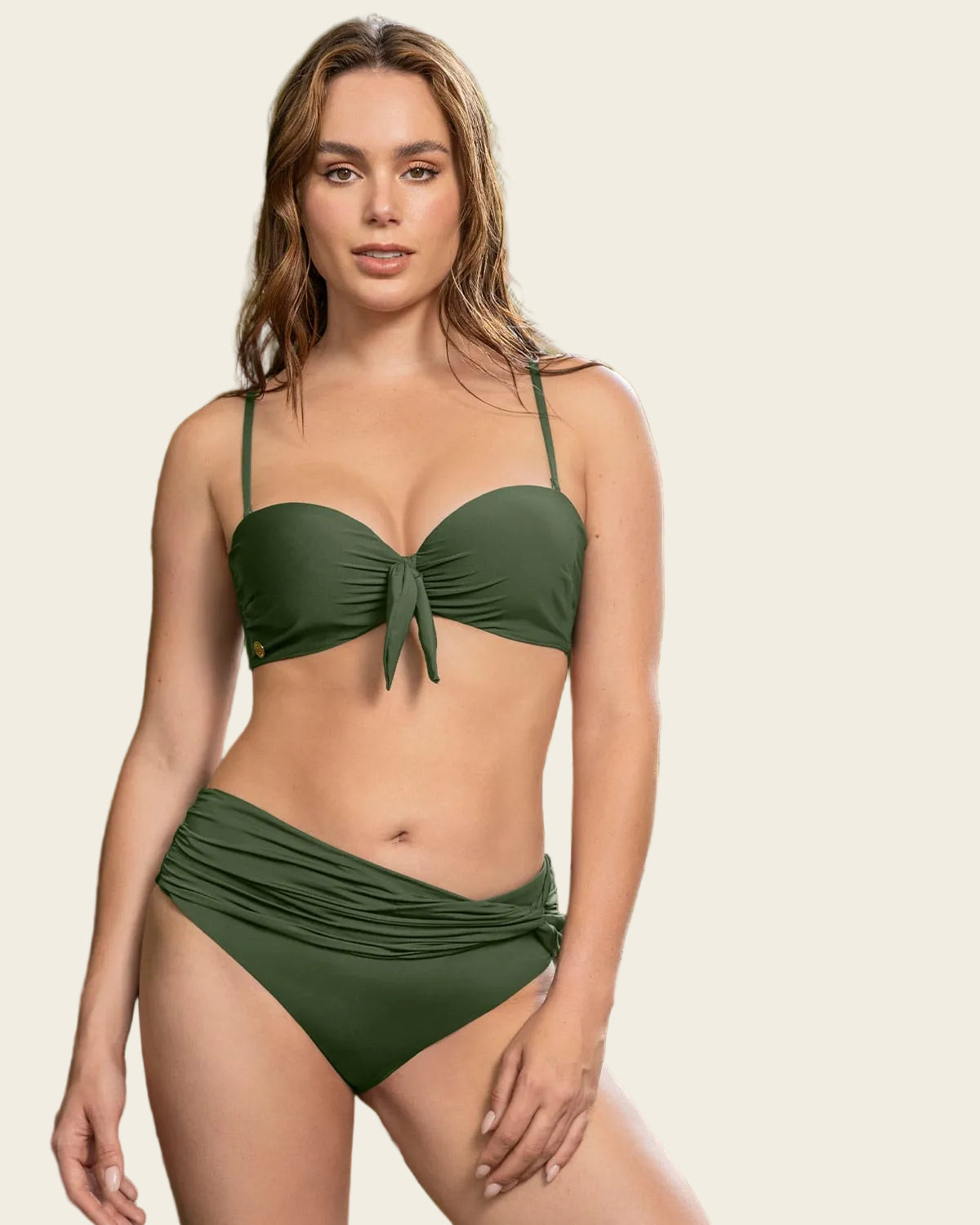 Braga de bikini con fajón cruzado