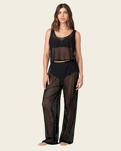 Set en malla, pantalón y camiseta