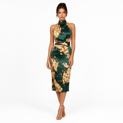 Vestido elegante con cuello halter
