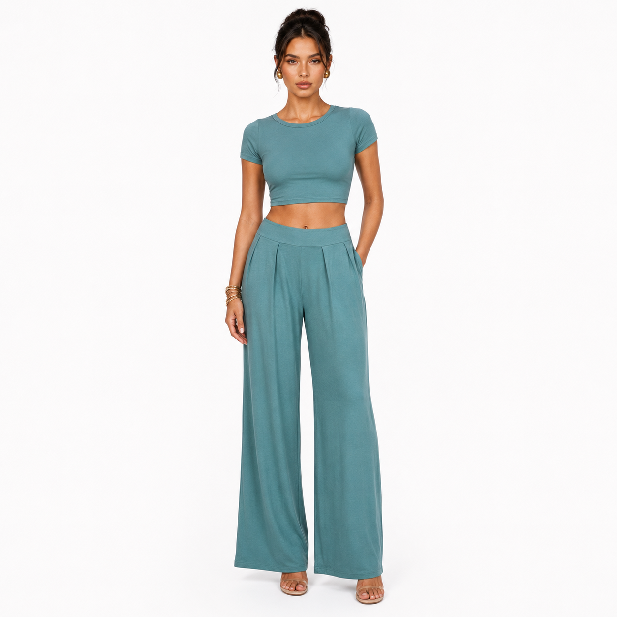 Conjunto Palazzo Premium Verde Salvia