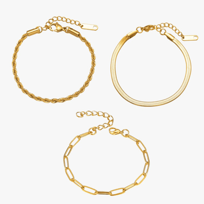 Esential | Conjunto de pulseras chapadas en oro de 18 quilates